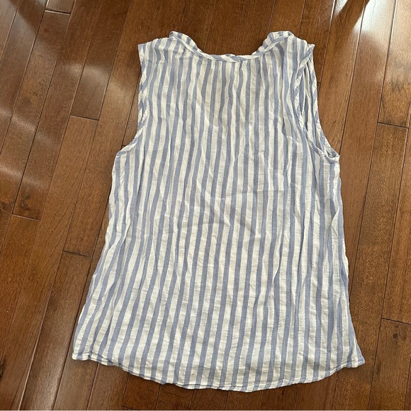 Anthropologie Cloth & Stone smock neck blue white stripe tank top blouse large - Picture 5 of 8
